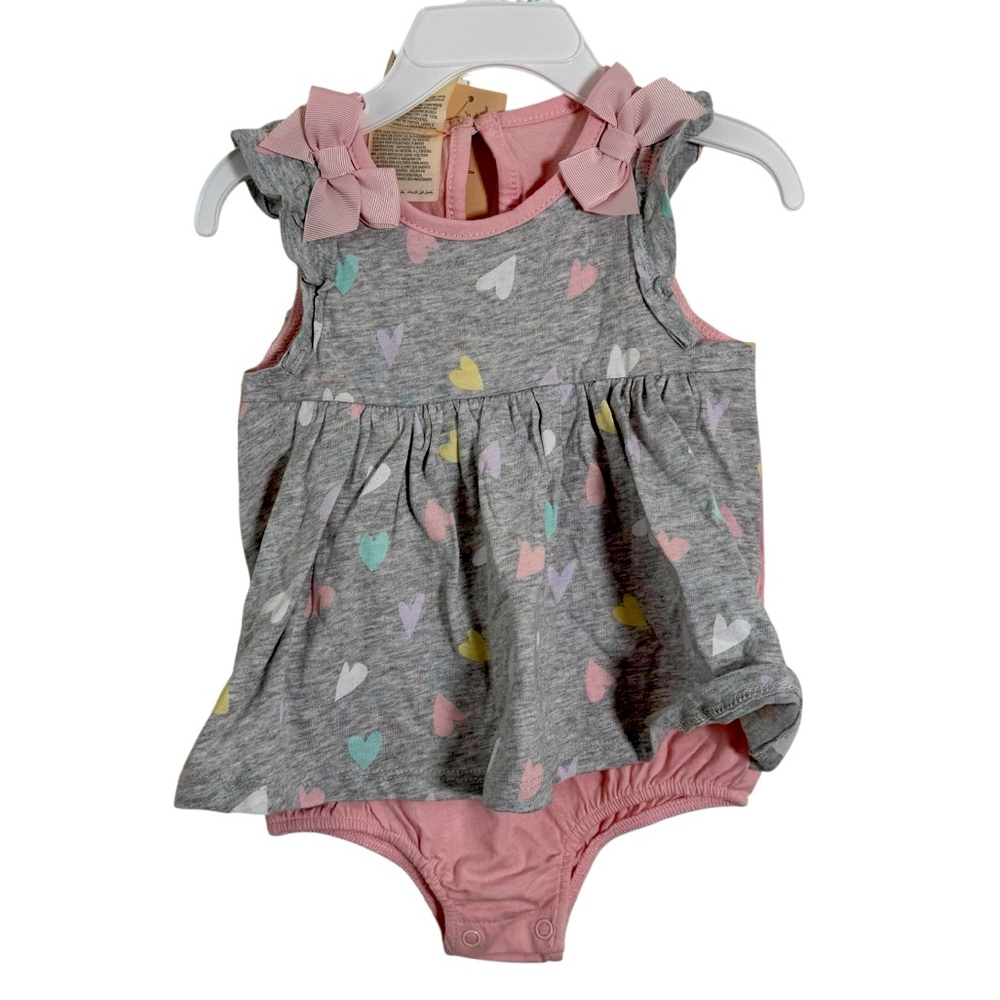 Gray Heart Print Baby Romper SZ 18 Months